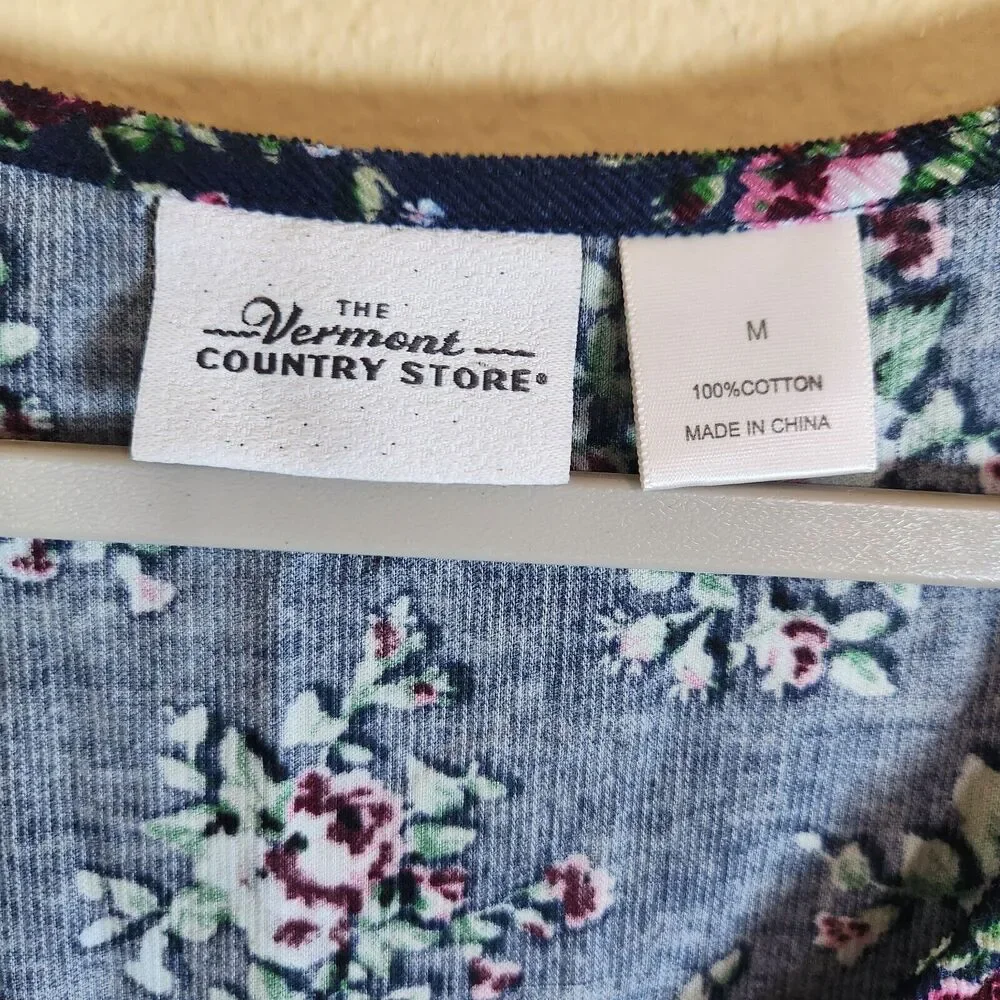 Vermont Country Store button up corduroy tank floral dress Prarie maxi MEDIUM - Picture 3 of 10